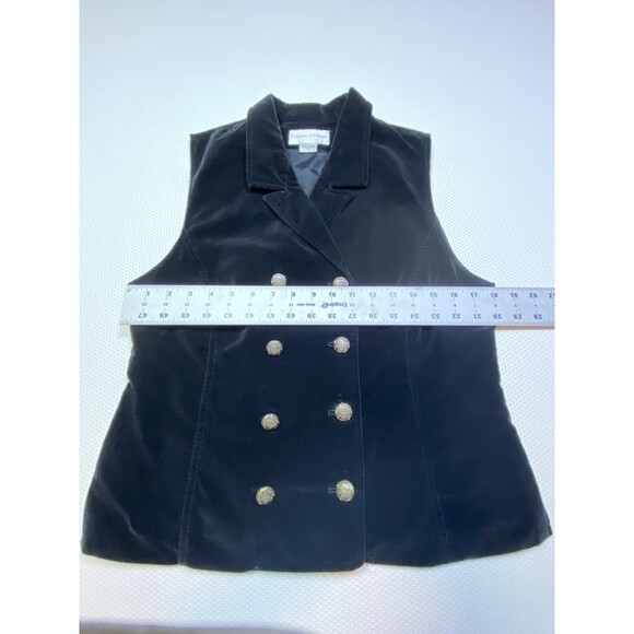 Black Velvet Double Breasted Gold Button Vest Women’s Size 10 - Picture 8 of 10